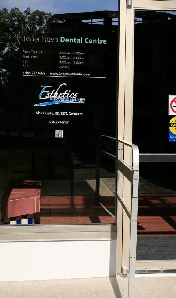 Front door of Esthetics Denture Studio in Richmond BC